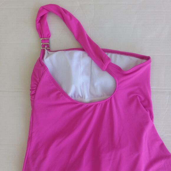 Jantzen Size 6 One Shoulder Skirted One Piece Swimsuit-Metal Details-Lined-Pads - Picture 7 of 12